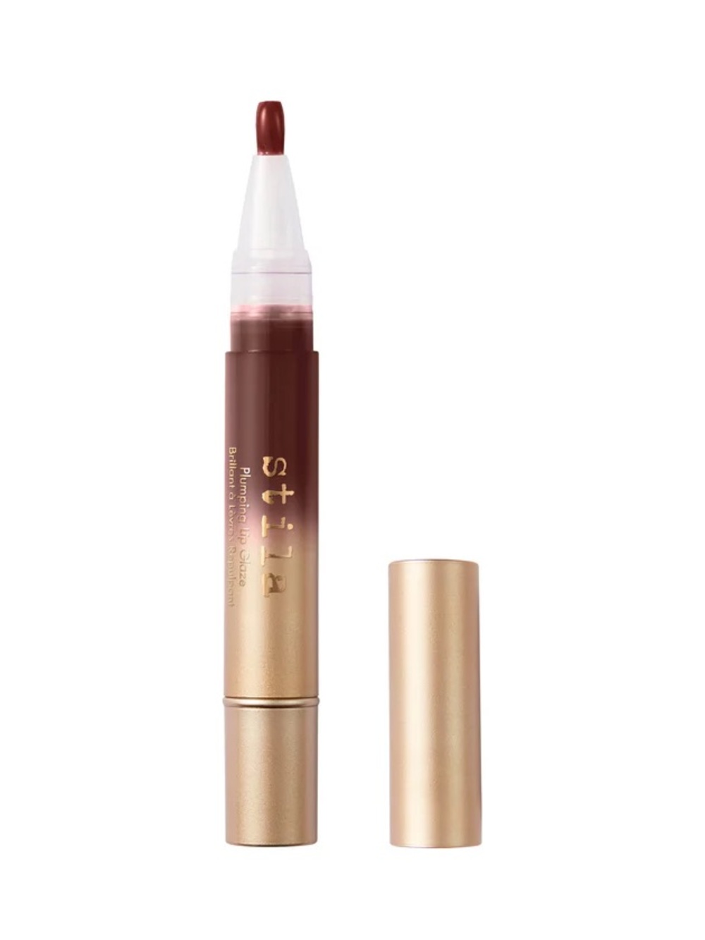 Stila Plumping Lip Glaze Gloss in Hazelnut Brown Red 0.11 fl oz Full Size NIB
